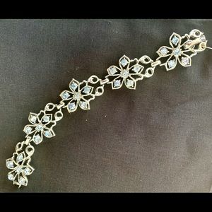Vintage CORO Lt Blue Stone Flower Bracelet Silver